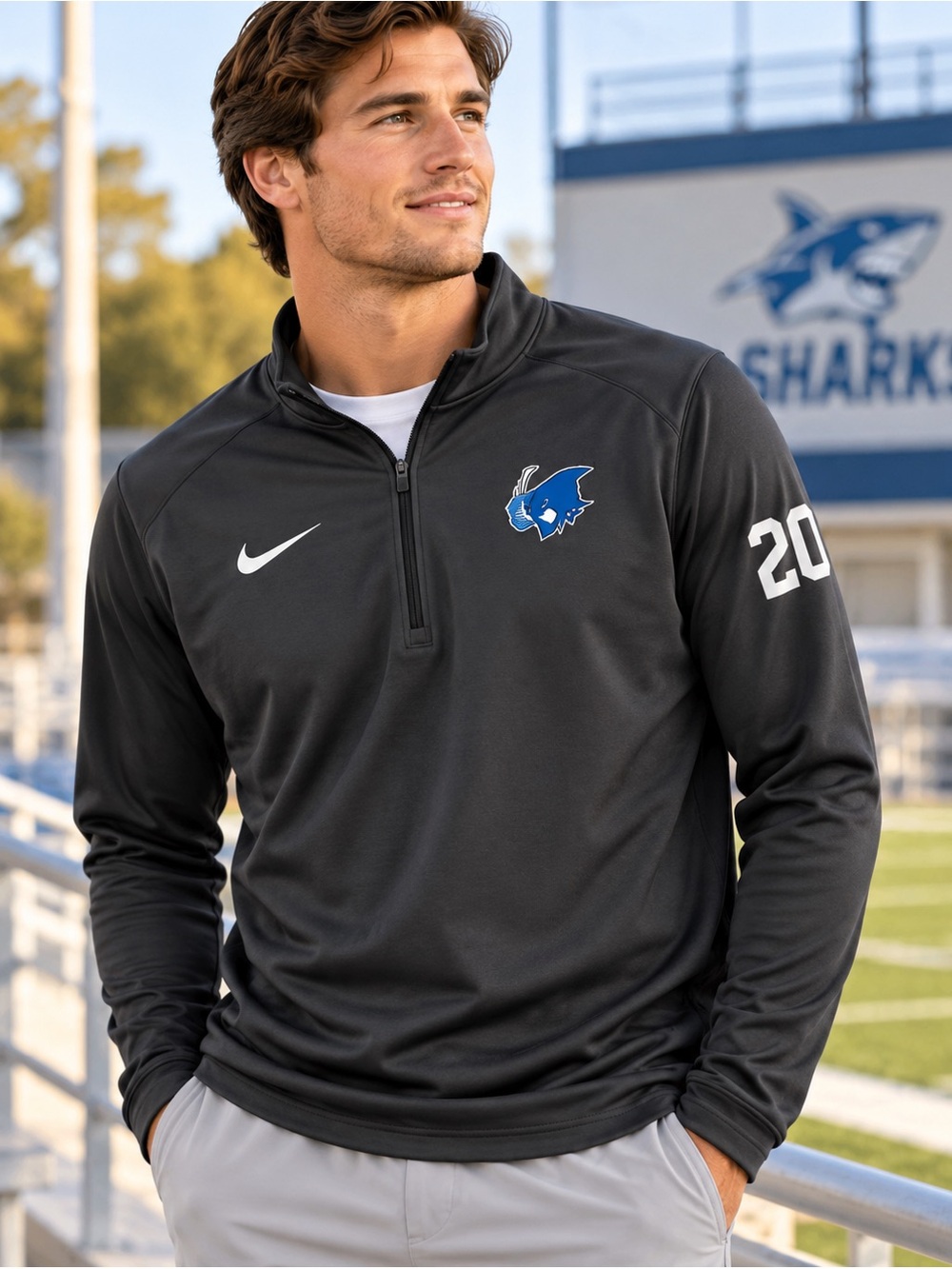 Nike Dri-FIT Sharks #20 Quarter Zip Pullover Men’s M Black